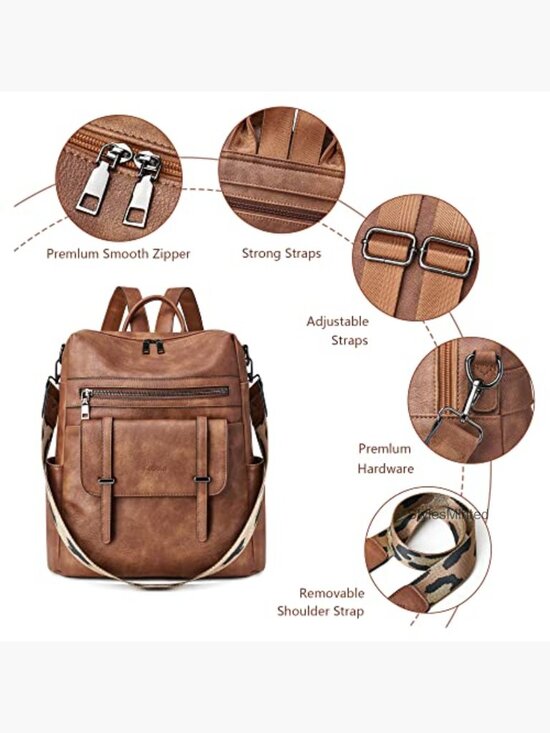 Laptop Backpack Purse for Women 15.6 inch Casual Daypack with Wristlet